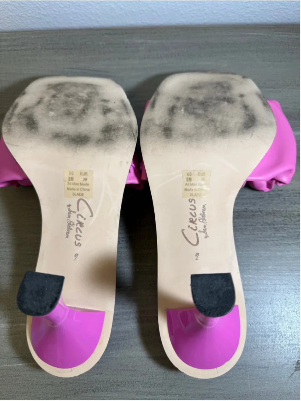 hot pink Circus NY by Sam Edelman Slade sandals ruched upper square toe sz 9